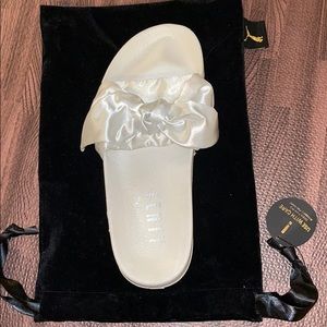 Puma Fenty Rihanna White satin bow slides